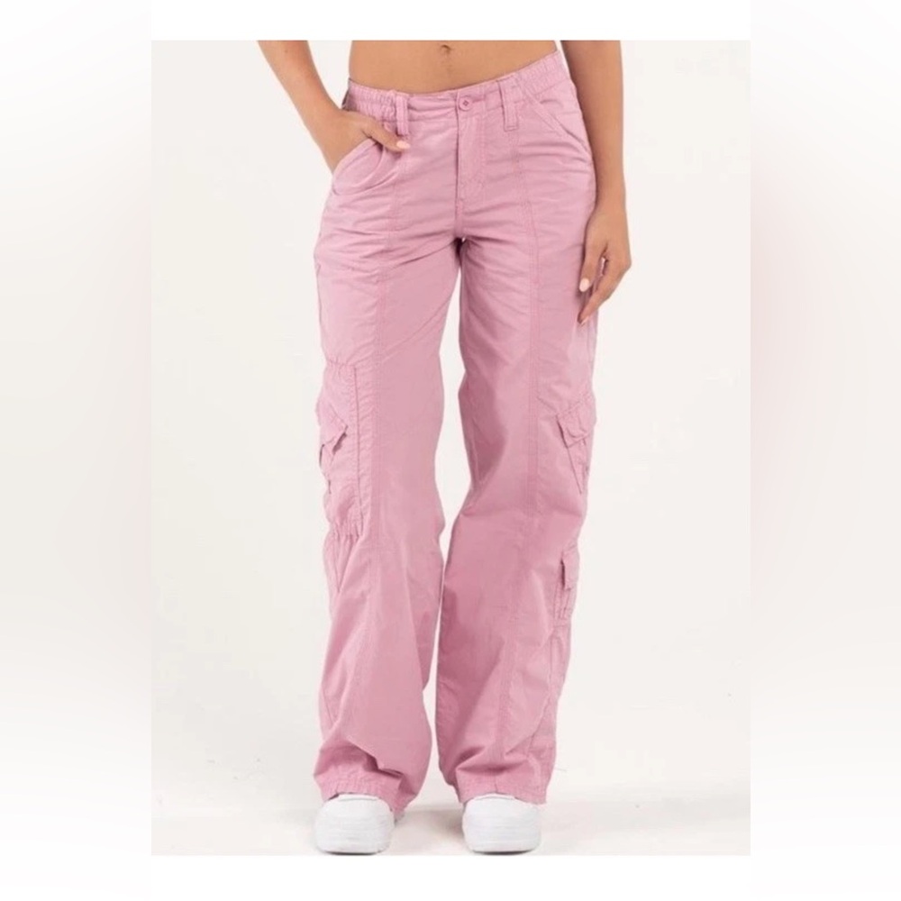 BDG Soft Pink Wide-Leg Cargo Trousers